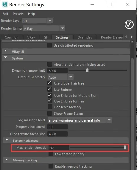Set numbers of render threads