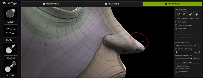 Refine the topology with a 3D brush