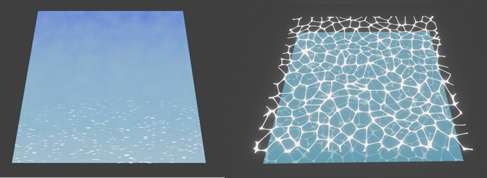 Ghibli Style Sea in Blender 1.0 (left) VS 2.0 (Right)