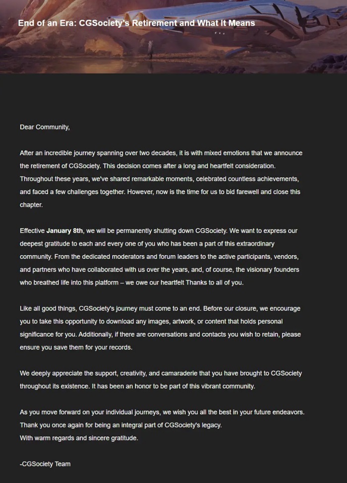 CGSociety Is Permanently Shutting Down