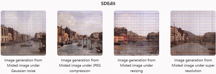Image generation from SDEdit with Mist in different Robustness