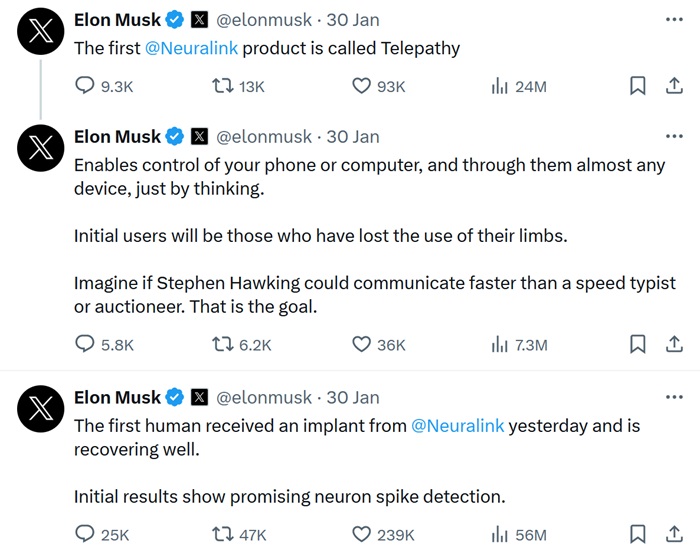 Elon Musk The first human brain-computer interface surgery